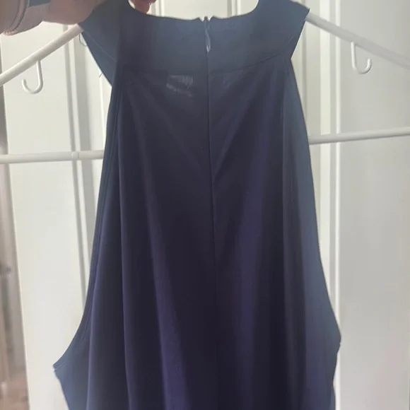 Elegant Navy Blue halter fitting Evening Gown - Picture 5 of 5